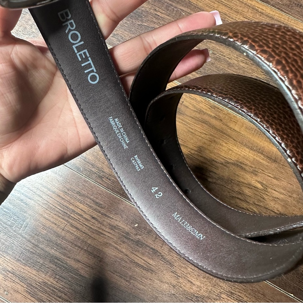 Broletto Brown Pebbled Leather Belt - Picture 3 of 6
